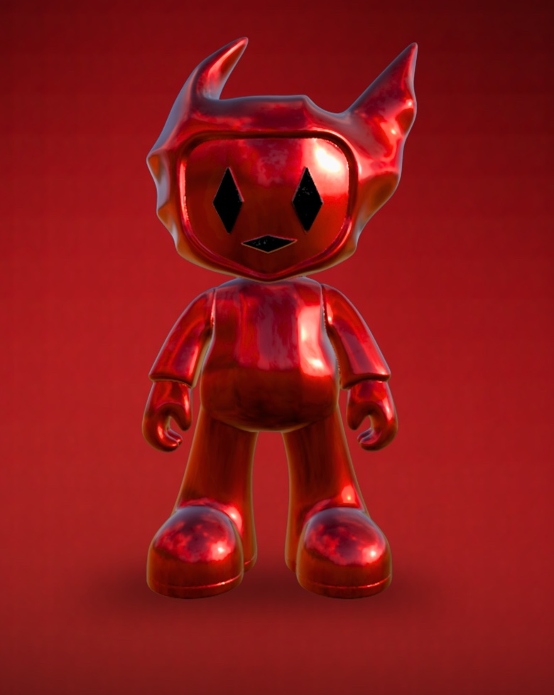 M:E2 Crimson Pulse designer-toy figure