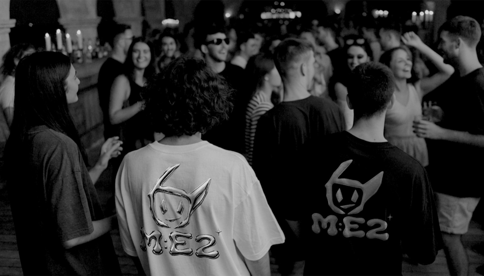 Black and white dancefloor crowd moment