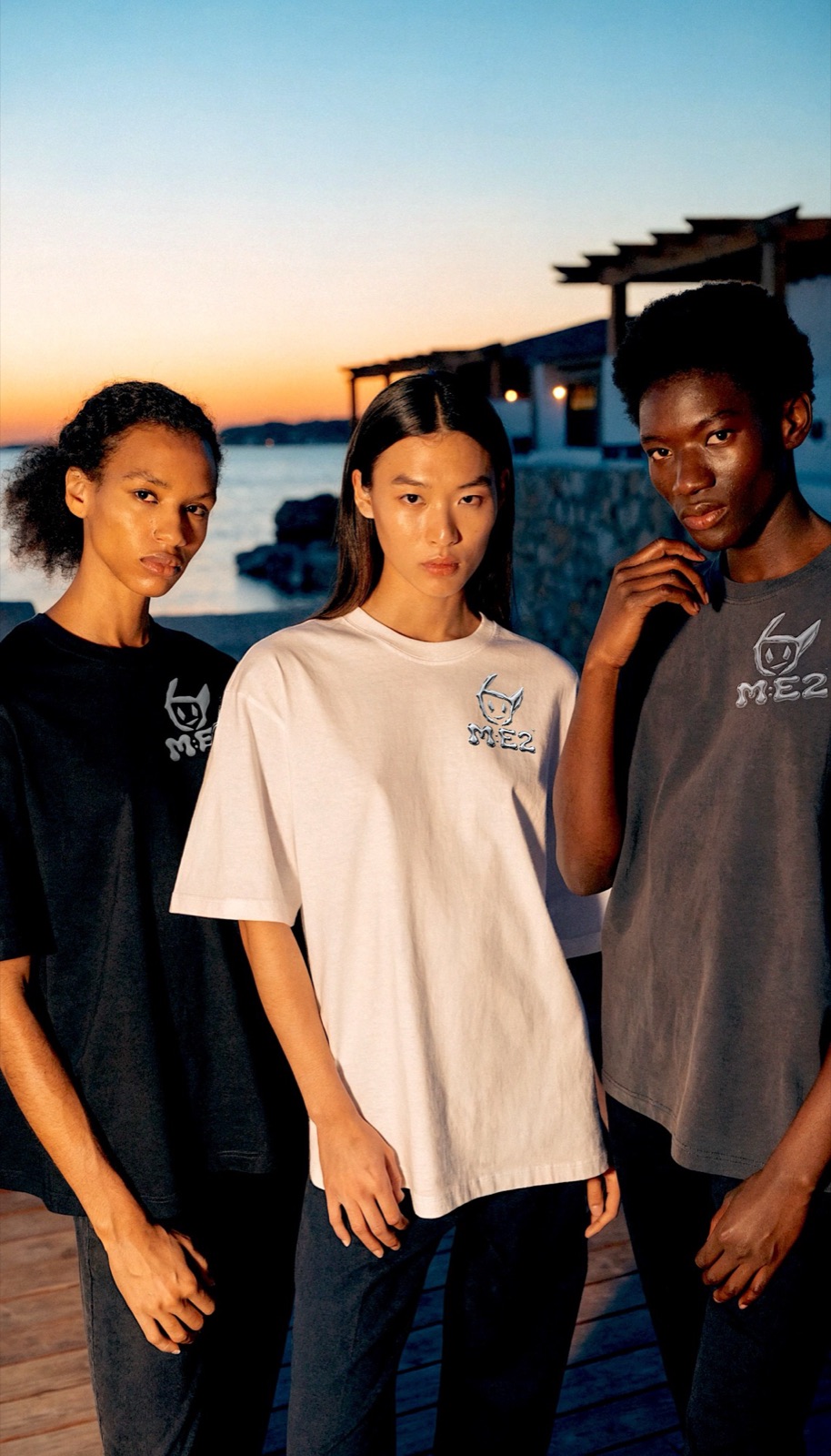 M:E2 campaign group styled at sunset